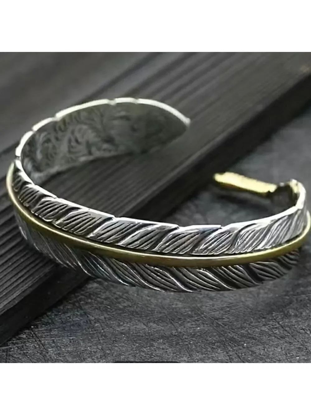 Feather and Arrow Cuff Bracelet (#1105 with gold accents)